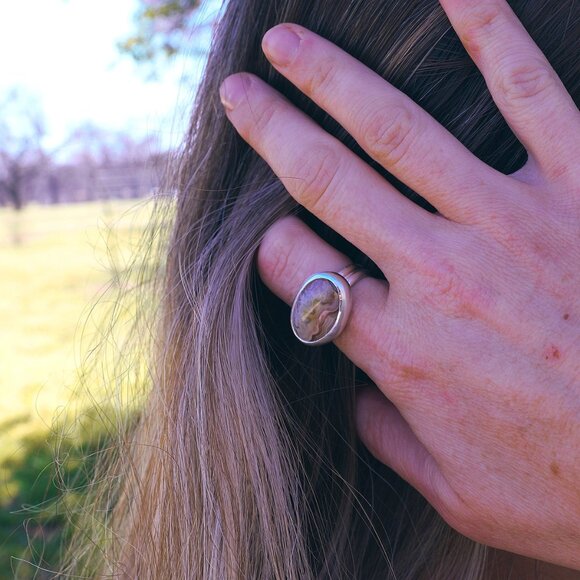 Crazy Lace Agate Ring SZ 7.5 Handmade by Me- Sterling Silver - Picture 7 of 7